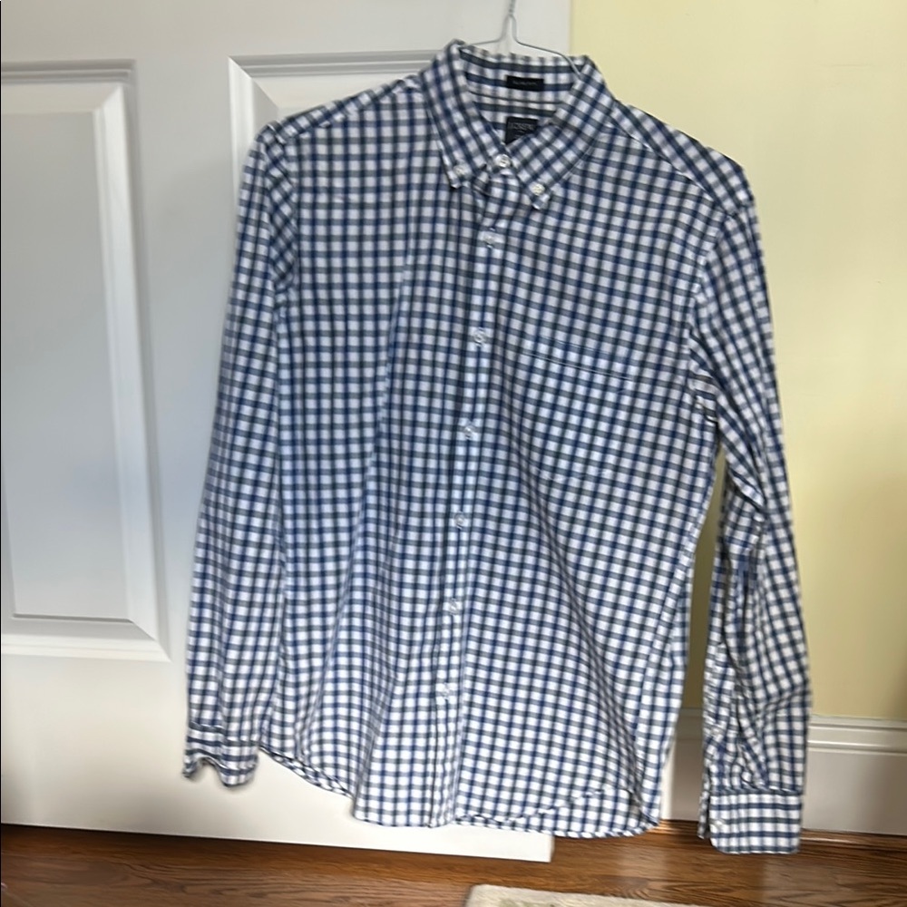 J Crew Slim Fot Men's Blue and White Checkered Shirt